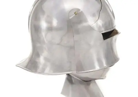 Coif cavaler medieval antic, jocuri de rol, argintiu, oțel - 4/5