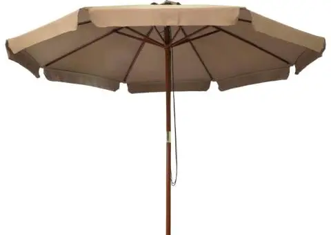 Umbrelă de soare de exterior, stâlp din lemn, gri taupe, 330 cm - 2/5