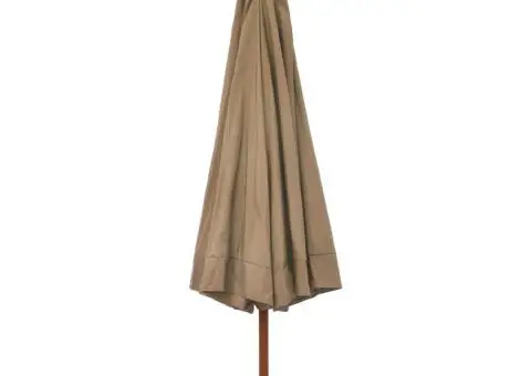 Umbrelă de soare de exterior, stâlp din lemn, gri taupe, 330 cm - 3/5