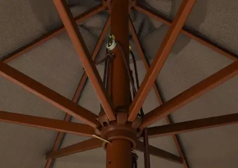 Umbrelă de soare de exterior, stâlp din lemn, gri taupe, 330 cm - 4/5