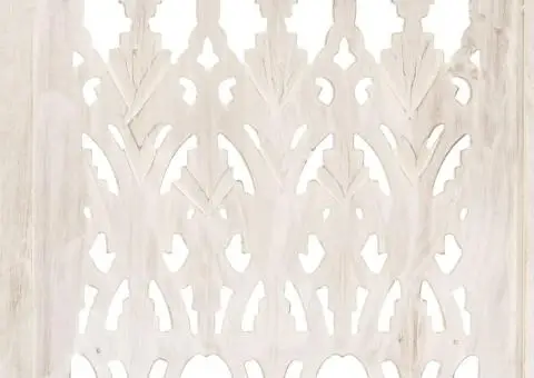 Paravan cameră sculptat manual 3 panouri alb 120x165 cm mango - 3/5