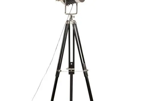 Lampă de podea cu trepied, negru, 171 cm, lemn masiv de mango - 1/5