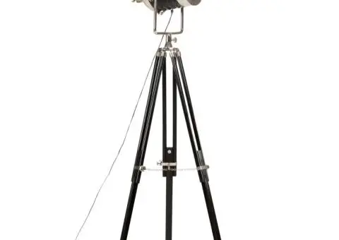 Lampă de podea cu trepied, negru, 171 cm, lemn masiv de mango - 2/5