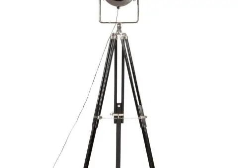 Lampă de podea cu trepied, negru, 171 cm, lemn masiv de mango - 3/5