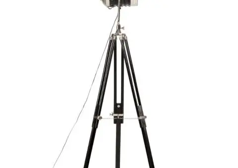 Lampă de podea cu trepied, negru, 171 cm, lemn masiv de mango - 4/5