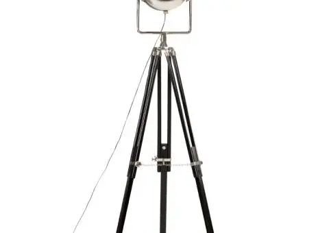 Lampă de podea cu trepied, negru, 171 cm, lemn masiv de mango - 5/5