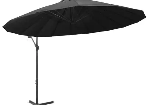 Umbrelă de soare suspendată, antracit, 3 m, stâlp de aluminiu - 2/5