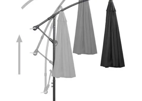 Umbrelă de soare suspendată, antracit, 3 m, stâlp de aluminiu - 4/5