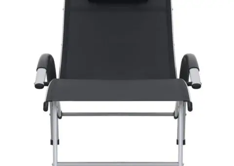 Șezlong, negru, aluminiu și textilenă - 2/5