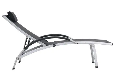 Șezlong, negru, aluminiu și textilenă - 3/5