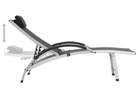 Șezlong, negru, aluminiu și textilenă - 4/5