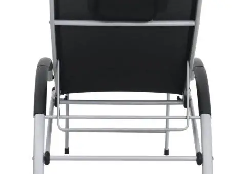 Șezlong, negru, aluminiu și textilenă - 5/5