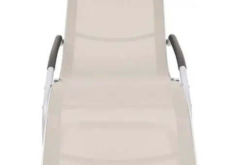 Șezlong cu pernă, crem, aluminiu și textilenă - 2/5