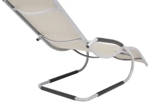 Șezlong cu pernă, crem, aluminiu și textilenă - 4/5