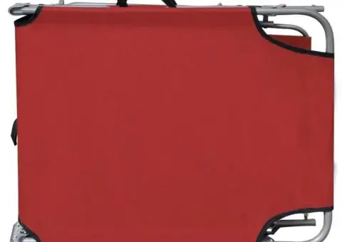 Șezlong pliabil cu copertină, roșu, aluminiu - 4/5