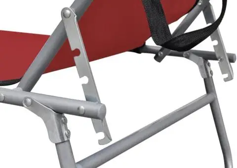 Șezlong pliabil cu copertină, roșu, aluminiu - 5/5