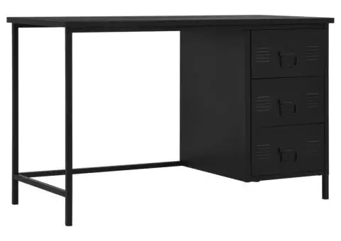 Birou cu sertare, negru, 120 x 55 x 75 cm, oțel, industrial - 1/5