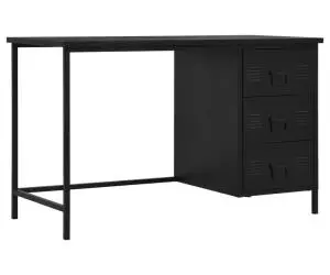 vidaXL Birou cu sertare, negru, 120 x 55 x 75 cm, oțel, industrial
