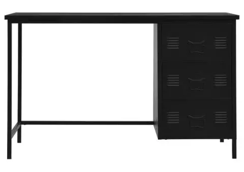Birou cu sertare, negru, 120 x 55 x 75 cm, oțel, industrial - 3/5