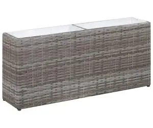 vidaXL Strat înălțat de grădină cu 2 ghivece, gri, 90x20x40, poliratan
