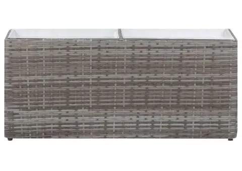 Strat înălțat de grădină cu 2 ghivece, gri, 90x20x40, poliratan - 2/5