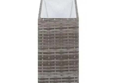 Strat înălțat de grădină cu 2 ghivece, gri, 90x20x40, poliratan - 3/5