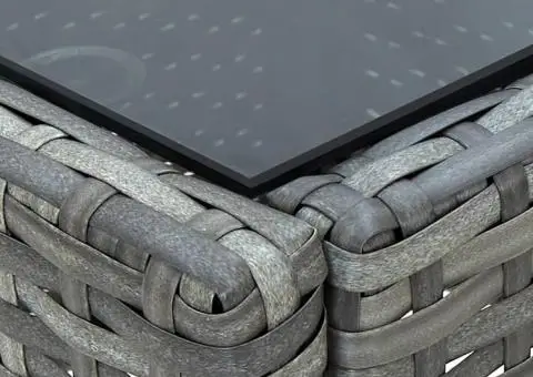 Masă de grădină, gri, 40x40x45 cm, poliratan - 4/5