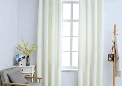 Draperii opace cu inele, 2 buc., crem, 140 x 225 cm, catifea - 1/5