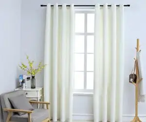 vidaXL Draperii opace cu inele, 2 buc., crem, 140 x 225 cm, catifea