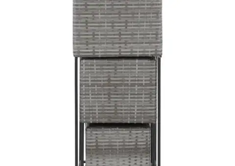 Jardiniere de grădină înalte, 3 buc., gri, poliratan - 4/5