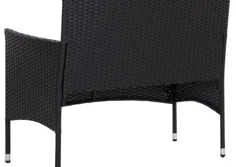 Set mobilier de grădină cu perne, 4 piese, negru, poliratan - 4/5