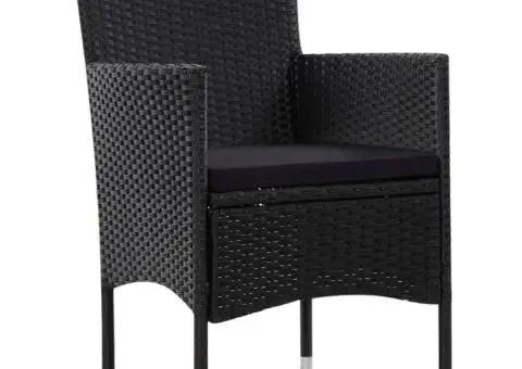 Set mobilier de grădină cu perne, 4 piese, negru, poliratan - 5/5