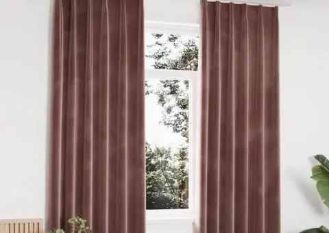 Draperii opace 2 buc. roz antichizat 140x175 cm catifea cârlige - 1/5