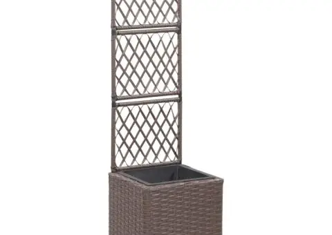 Strat înălțat spalier cu 1 ghiveci maro 30x30x107 cm poliratan - 1/5