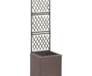 Strat înălțat spalier cu 1 ghiveci maro 30x30x107 cm poliratan