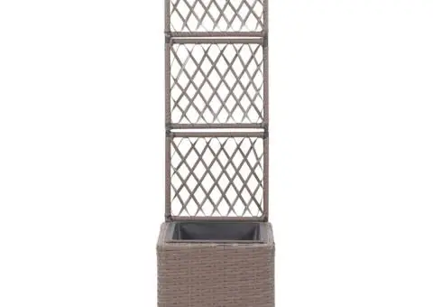 Strat înălțat spalier cu 1 ghiveci maro 30x30x107 cm poliratan - 2/5