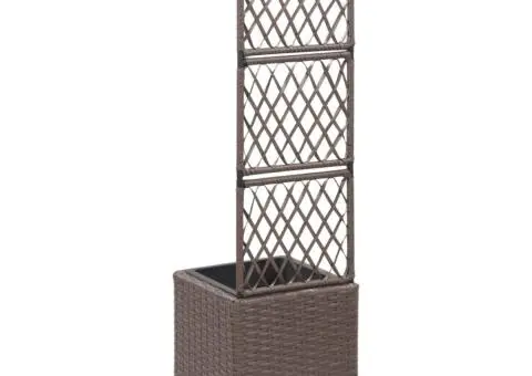 Strat înălțat spalier cu 1 ghiveci maro 30x30x107 cm poliratan - 3/5