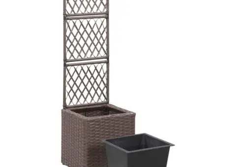 Strat înălțat spalier cu 1 ghiveci maro 30x30x107 cm poliratan - 4/5