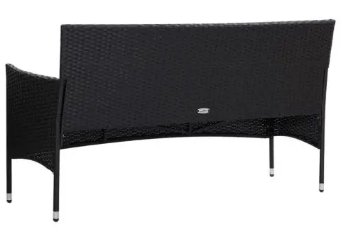 Set mobilier de grădină cu perne, 4 piese, negru, poliratan - 4/5