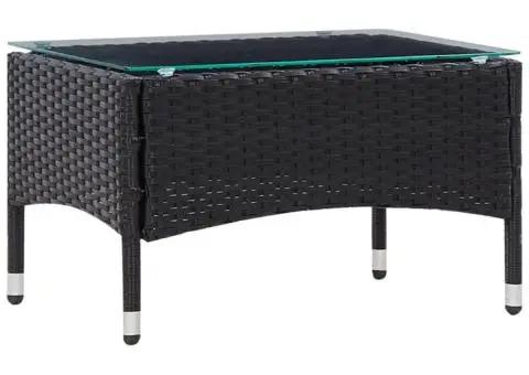 Set mobilier de grădină cu perne, 4 piese, negru, poliratan - 5/5