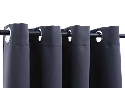 Draperie opacă cu inele metalice, antracit, 290 x 245 cm - 4/5