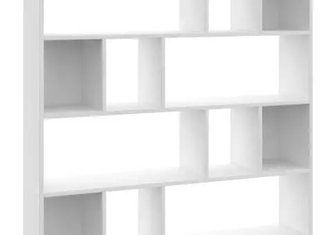 Separator cameră/Bibliotecă, alb, 110x24x110 cm, PAL - 2/5