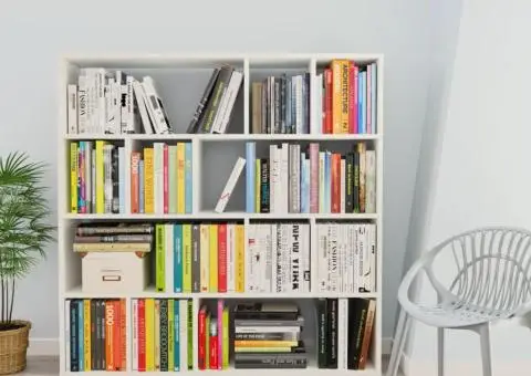 Separator cameră/Bibliotecă, alb, 110x24x110 cm, PAL - 3/5