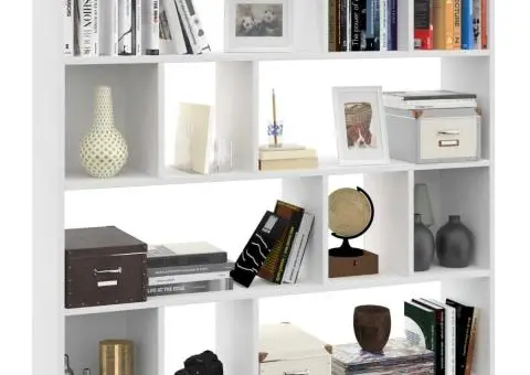 Separator cameră/Bibliotecă, alb, 110x24x110 cm, PAL - 4/5