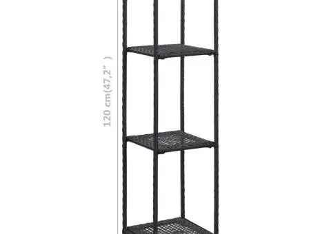 Raft de depozitare, negru, 30 x 30 x 120 cm, poliratan - 5/5