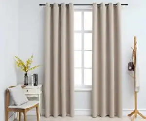 vidaXL Draperii opace cu inele metalice, 2 buc., bej, 140 x 175 cm