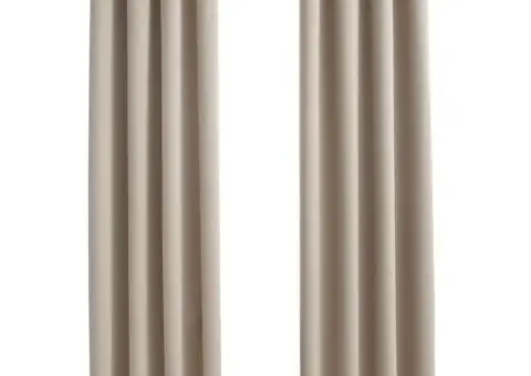 Draperii opace cu inele metalice, 2 buc., bej, 140 x 175 cm - 2/5