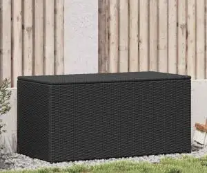 vidaXL Ladă de depozitare de grădină, negru, 100x50x50 cm, poliratan