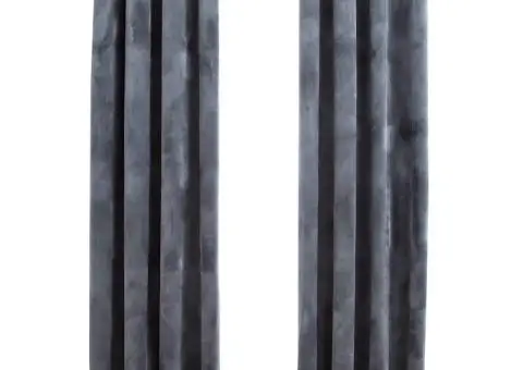 Draperii opace cu inele, 2 buc., antracit, 140x175 cm, catifea - 2/5