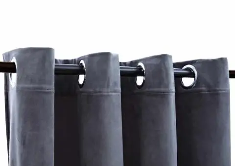 Draperii opace cu inele, 2 buc., antracit, 140x175 cm, catifea - 3/5